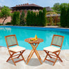 Outdoor Acacia Wood Chair and Table Set With Padded Cushion