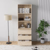 3 Tier Bookcase with Shelving Drawers for Storage Bookshelf Living Room Office