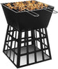 Outdoor Charcoal Fire Pit BBQ Grill Bowl Square Garden Patio Barbecue Log Heater