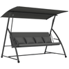 2-in-1 Swing Chair 3 Seater Hammock Cushion Bed Tilt Canopy Garden Dark Grey