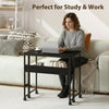 Folding Desk with Storage Shelf Rolling Desk on Wheels Foldable Computer Table