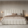 Ottoman Storage Bed 5ft King White Boucle Upholstered Bed Frame 150x200cm White