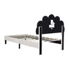 3ft Single Upholstered Bed Frame with Headboard, Solid Wood Slat, Velvet, Beige