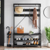 Coat Rack with Bench and Shoe Shelves, Industrial Free Standing Hall Tree