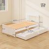3ft Single Bed Frame with Drawers Solid Pine Wood Storage Bed for Bedroom White