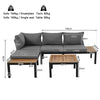 4 Seater Garden Furniture, Sectional L-Shaped Corner Sofa Set with Table, Grey