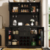 Tall Pantry Cabinet Kitchen Cupboard w/ Storage, Adjustable Shelves, Black