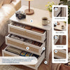 Boho 3 Drawers Nightstand,Rattan Bedside Table w/Golden Handles,for Bedroom