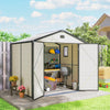 8 x 6ft Garden Shed Storage w/ Foundation Kit, Vents, Cream White