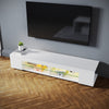 135 160 180cm High Gloss White TV Stand Cabinet Storage Shelves with LED Lights