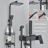 Exposed Shower Taps Mixer Valve Black Bathroom Square Twin Head Bar Shower Set