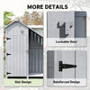 Garden Outdoor Wooden Tool Storage Shed With 3 Shelves, Firewood Rack, Grey