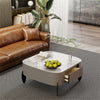 Coffee Table with Drawer Side Table High Gloss White Stone Living Room Furniture