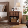 Fluted Nightstand with Drawer,Wood End Table,Bedside Storage Cabinet for Bedroom