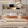 4ft6 Double Upholstered Bed with Drawers and Headboard with Charging Function