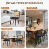 Natural Rattan Dining Chairs Velvet Upholstered Kitchen Chairs w/Rattan Backrest