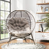 Egg Chair with Soft Cushion Steel Garden Basket Chair for Outdoor, Light Grey
