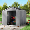 8x8ft Large Plastic Shed Outdoor Garden Tools Storage House with 2 Doors & Floor