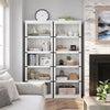 5 Tier Farmhouse Bookcase,Wooden Open Bookshelf Display Storage,Gray/Brown/White