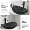 Bathroom Sink Basin Hand Wash Counter Top Oval Glass Bowl Pop up Tap Waste Set