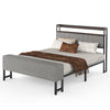 LUXURY GREY FABRIC BED FRAME SET UPHOLSTERED WITH HEADBOARD 4FT6 DOUBLE Jawiwpiv