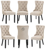 Plush Velvet Dining Chairs with Knocker 1 2 4 6 Black Grey Beige Stud Detailing
