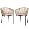 Garden Chairs Set of 2, Rattan Garden Dining Chairs with Cushions, Natural