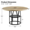 Round Dining Table for 4-6 People, 120cm Farmhouse Wooden Kitchen Dinner Table.