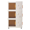 3Pcs Large Storage Boxes Foldable Plastic Stacking Clothes Baskets w Hook&Wheels