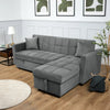 Milo Grey Corner Sofa Bed with Storage Velvet Pull Out Bed Left or Right Chaise