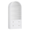 Arched Bookcase with Drawers Arch Display Cabinet Tall Bookshelf 79.5x36x177cm