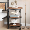 3 Tier Round Side Table with Storage Shelf,Metal Frame Coffee Table for Bedroom