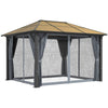 3 x 3.6m Hardtop Gazebo Canopy w/ Aluminium Frame Netting & Curtains