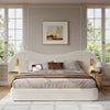 6FT Bouclé Super King Bed with Hydraulic Storage, USB Charging & Reading Lights