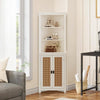 64" Farmhouse Corner Cabinet, 6-Tier Storage Cabinet with Barn Door & Shelves