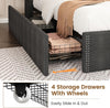 Full Size Bed Frame with Charging Station, Storage 4 Drawers and Headboard