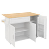 Kitchen Island Rolling Storage Trolley w/ Drop Leaf, Drawer & Spice Racks, White