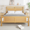 Wooden Bed Frame 4ft6 Double Bed Pine Wood with Rattan Headboard & Footboard