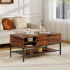 Lift Top Coffee Table with Hidden Compartment & Removable Storage Shelf（Brown）