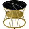 Nesting Coffee Table Set of 2 Marble Effect Side End Table for Living Room Black