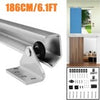 6.1FT Sliding Rail Barn Door Hardware Steel Roller Closet Track System Home Kit