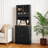Kitchen Pantry Cabinet Freestanding Buffet Cupboard W/Adjustable Shelf-Black