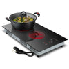 Ceramic Hob 2 Zones, Electric Plug in Hob 30cm 2 Burners, 2800W 9 Power Levels