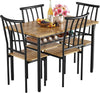 4-Piece Dining Table Set with Storage Rack, 4 Wood Chairs Kitchen Furniture