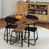118cm Round Kitchen Table & 4 Stools with Wooden Tabletop Brown