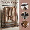 Clothes Rail, Heavy-Duty Clothes Rack with 2 Shelves, 6 S-Hooks