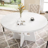120cm Round Dining Table for 4,Farmhouse Circle Kitchen Table with Pedestal Base