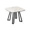 Side Table White Ceramic Glass Top Black Geometric Metal Frame Bedside End Table