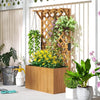 Wooden Planter, Trellis Raised Garden Bed Freestanding Outdoor Box with Drainage