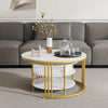 Set of 2 Nesting Coffee Tables Round Stacking Sofa Side Tables for Living Room